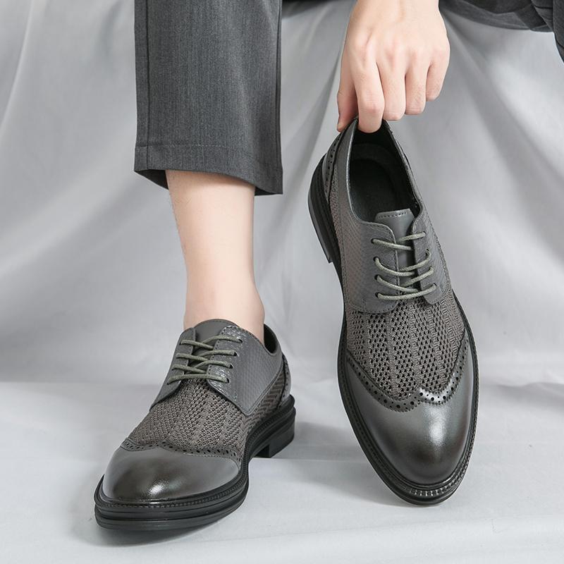 Модная мужская повседневная обувь Брок Оксфорд Ретро Кожа крокодила Мужская формальная обувь 2024 Весна Мужская обувь для мужчин Офис Социальная Дерби