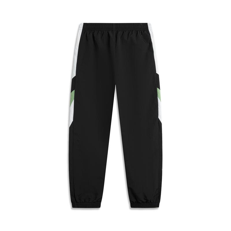 Li-Ning Sports Trend Series Color Block Letter Mid-Rise Comfortable Breathable Cuffed Knit Joggers Men Joggers Black AYKU163-1