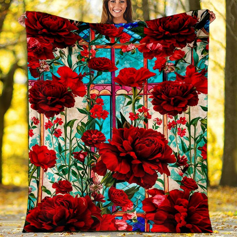 Roses blanket Personalized Name Flannel Blanket Soft Cozy Plush Throw for Sofa Bed Lightweight Home Décor