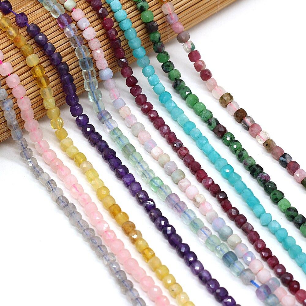 Бусины из натурального камня, граненые квадратные изолированные бусины, розовый кварц/малахит для DIY, ожерелье, браслет, серьги, ювелирные аксессуары