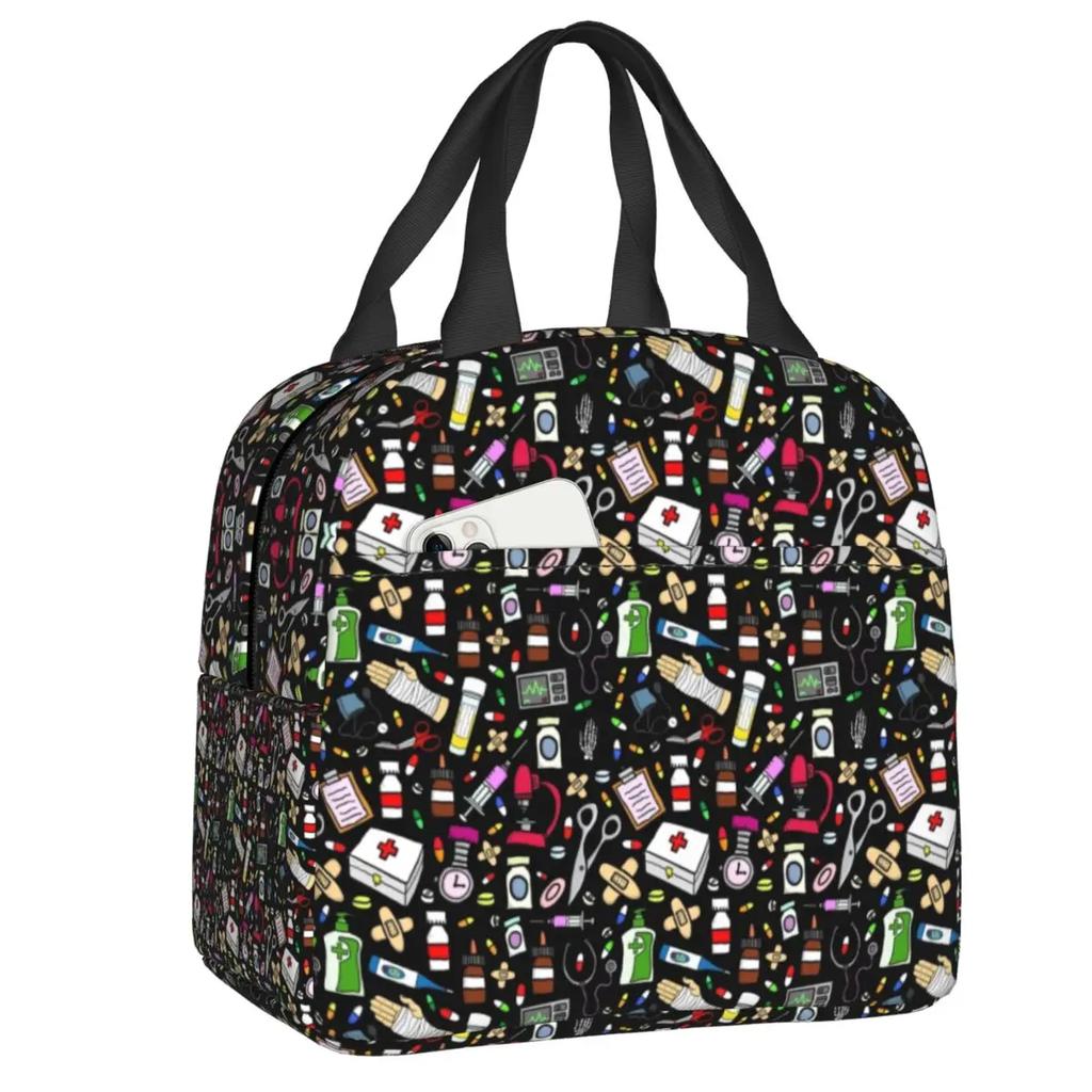 Забавный узор медсестры изолированный ланч-бокс для женщин водонепроницаемый мультфильм медсестры термохолодильник бенто бокс офис пикник путешествия