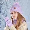 Children's Cap Scarf Gloves Three-Piece Set Coldproof Wool Cap Boys Girls Outdoor Warm Knitted Hat