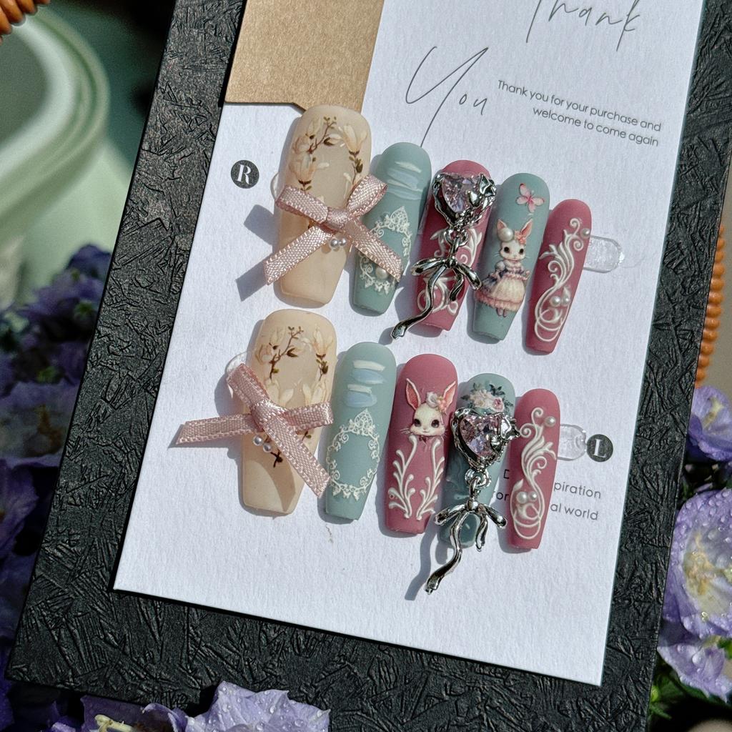 Блестящие длинные ногти-гробики, накладные ногти, типсы, накладные ногти с дизайном, клей для ногтей, накладные ногти, глянцевые, полное покрытие, самоклеящиеся ногти для женщин, 10 шт.