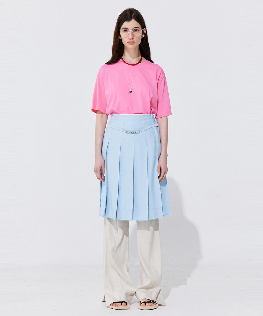 Bundercammer Raw-Cut Pleats Skirt_Light Blue