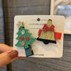 Christmas Hair Accessories - Red & Green Girls' Side Clips: Festive Duckbill Headwear for Autumn/Winter