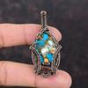 Колючая устрица Медная бирюзовая подвеска Медная проволока Обернутая драгоценным камнем подвеска ручной работы Ювелирный дизайнерский кулон для подарка Уникальные медные украшения