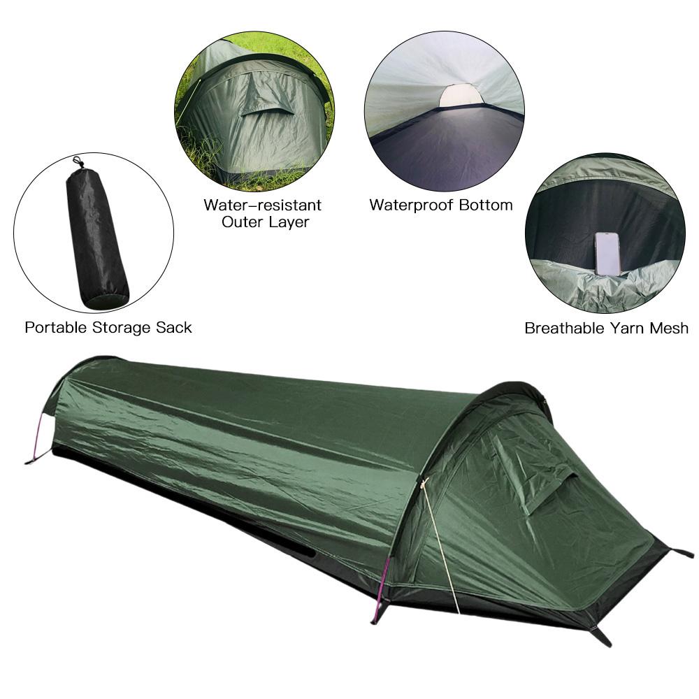 Single Person Backpacking Tent Hiking Bivy Tent Lightweight Sleeping Bag Tent with Ground Cloth