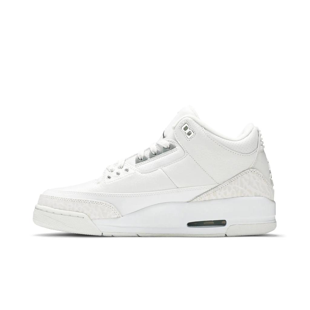Air Jordan 3 Retro 'Pure Money' 2007 (Unisex) White / Metallic Silver Vintage Basketball Shoes 136064 103