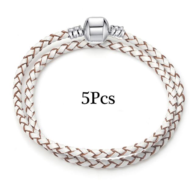 5pcs /Lot Sale Popular Charm Bracelets Diy Elegant Leather Chain Charms Bracelets Bangles For Women Jewelry Gift