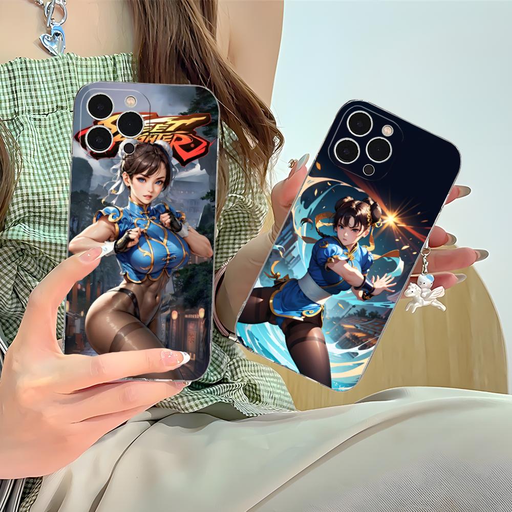Чехол для телефона Street Fighter Chunli для iPhone 17 16 15 14 13 12 11 X XR XS Air Pro Max Plus Mini Прозрачный Цветной Чехол Чехол Роскошный