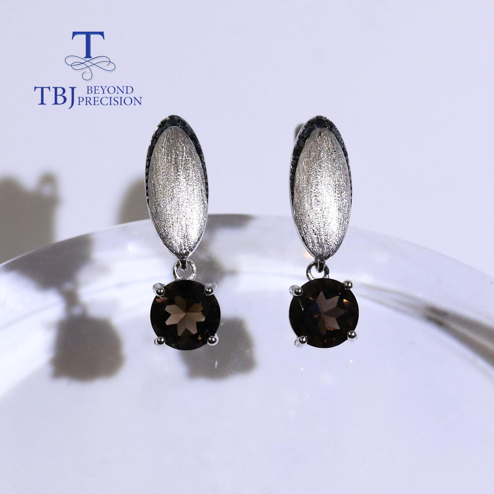 Серьги из натурального дымчатого и гранатового серебра 925 пробы, простые модные женские ювелирные изделия с драгоценными камнями, повседневная одежда