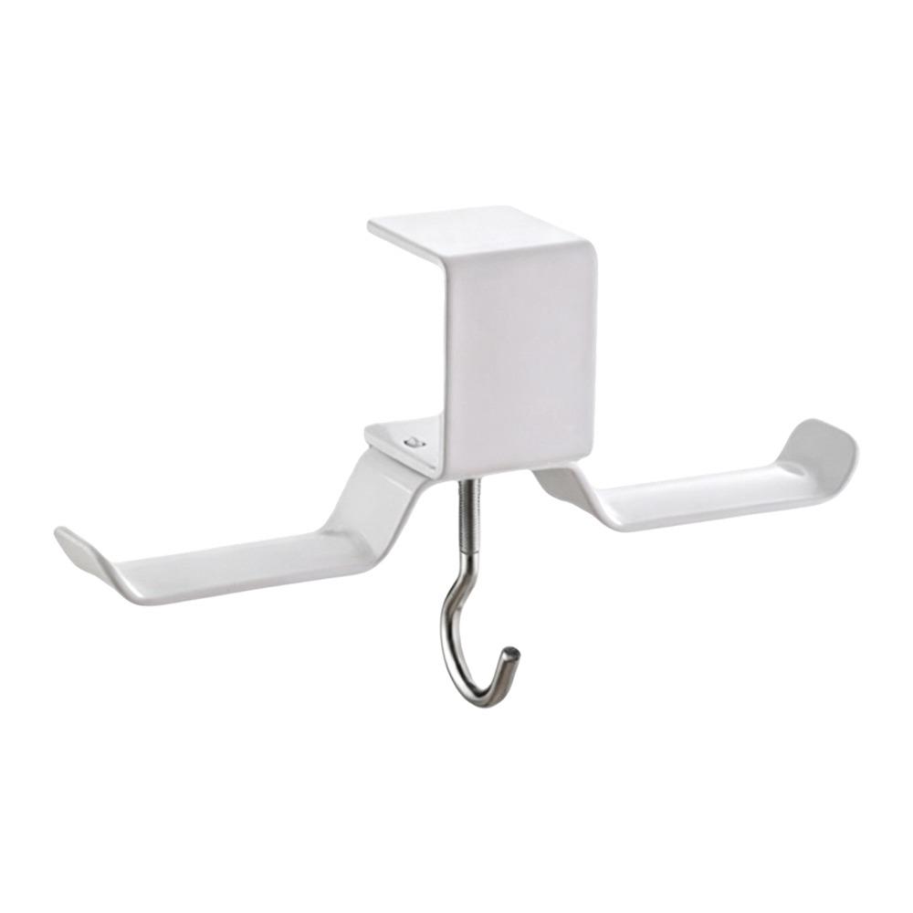 1Pc No Drill Desk Side Hanger Dual Hook Backpack Hanger Portable Desk Side Bag Hook Classroom