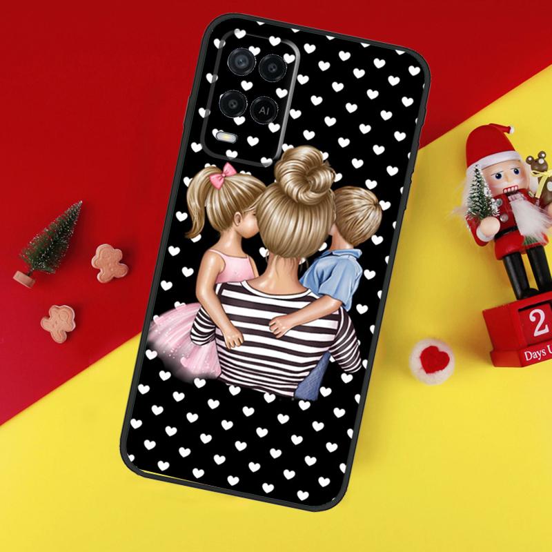 Beautiful Mother Daughter Son Case For Oppo A80 A60 A40 A15 A16 A17 A57 A94 A74 A54 A76 A96 A18 A38 A58 A78 A98 A6 A5 Pro