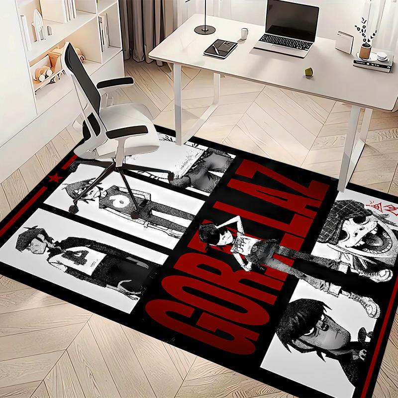 Gorillaz band Print Area Rug - Soft, Washable Non-Slip Indoor Mat for Office Chairs, Living Room, Home Office Decorative Rug