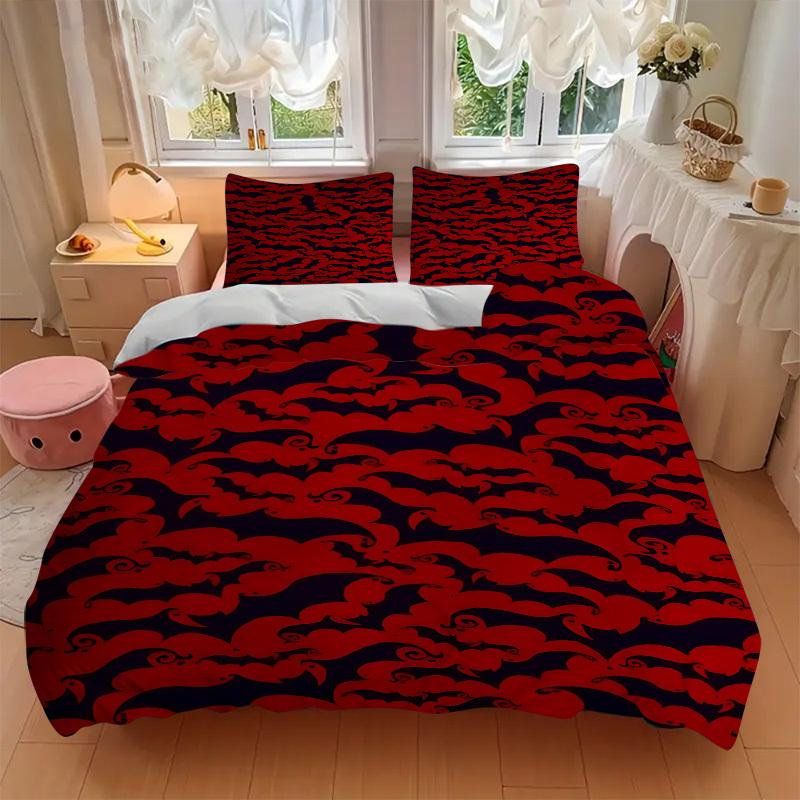 3pcs bedding set Bat Swarm Includes 1 Comforter + 2 Pillowcases, Without Pillow Inserts, Soft Comfortable, Lightweight Breathable, Printed H