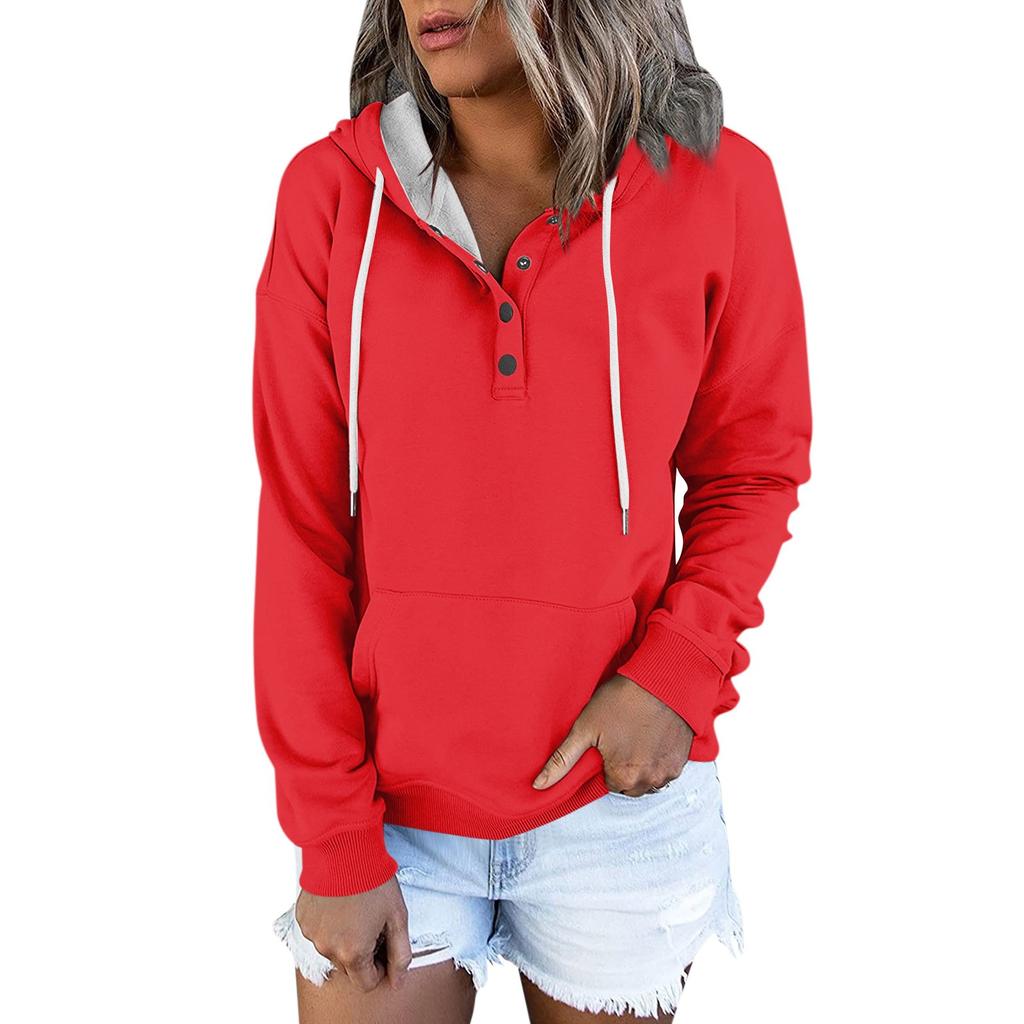 Women's Casual Fashion Solid Color Long Sleeve Pullover Hoodies Sweatshirts