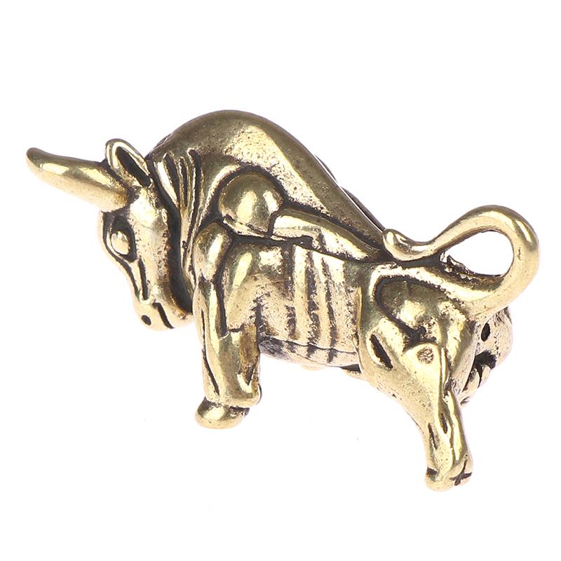 1шт мини портативный ретро латунь бык статуя брелок орнамент скульптура орнамент