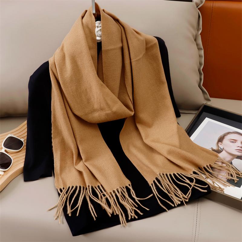 New Winer Warm Cashmere Scarf for Women Fashion Solid Thick Blanket Pashmina Shawl Wrap Female Bufanda Echarpe Foulard