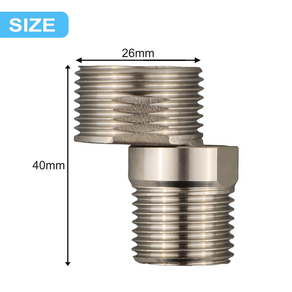 Stainless Steel Angled Curved Foot Wall Mounted Eccentric Screw Corner 360° Rotatable Shower Faucet Adapter
