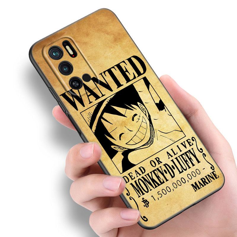 Аниме One Piece Luffy черный силиконовый чехол для телефона Xiaomi Redmi Note 10 11 11S 12 13 4G 8 9 11T Pro 5G Plus 8T 9S 10S 12S