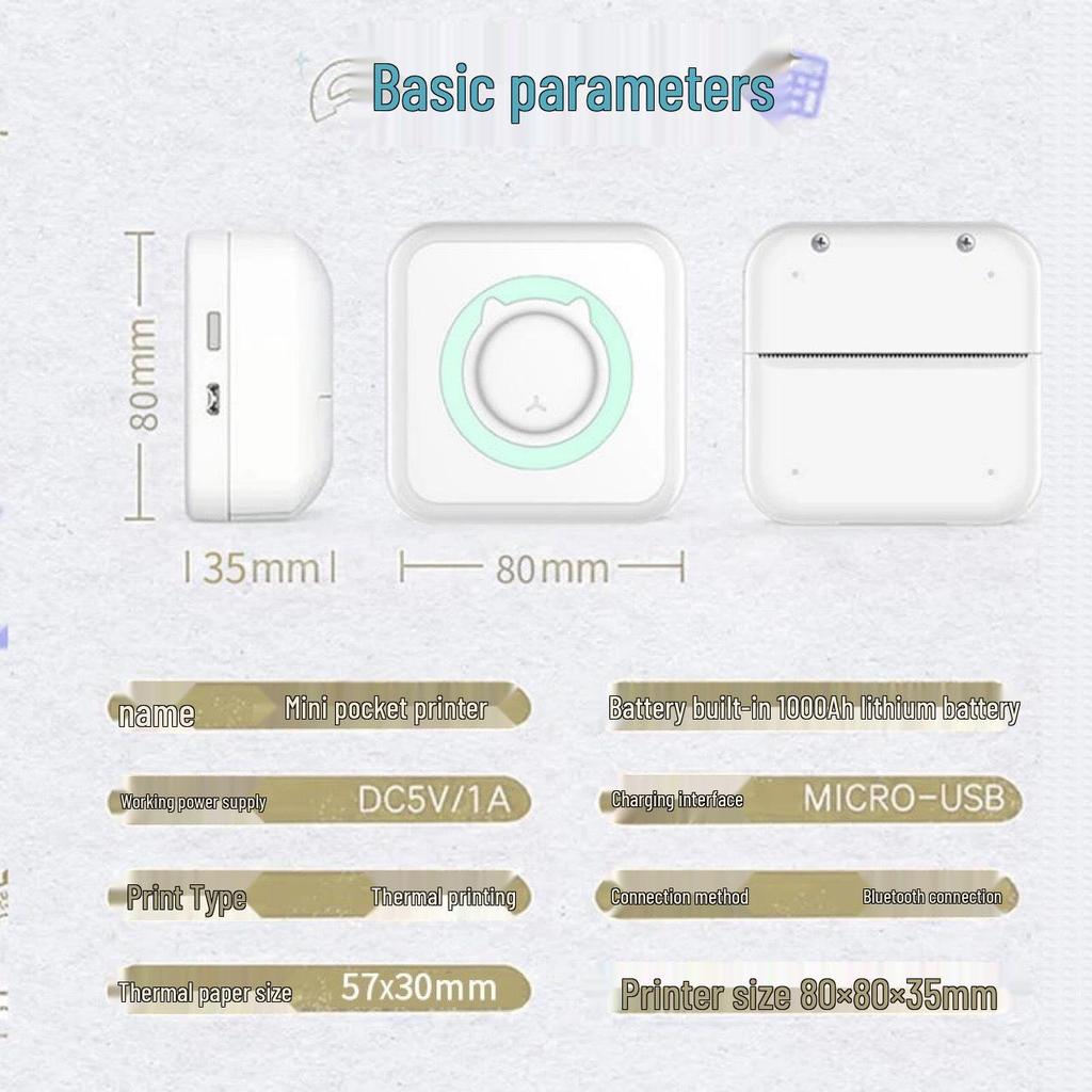 C15 Портативный мини-термопринтер для печати этикеток и фотографий для студентов