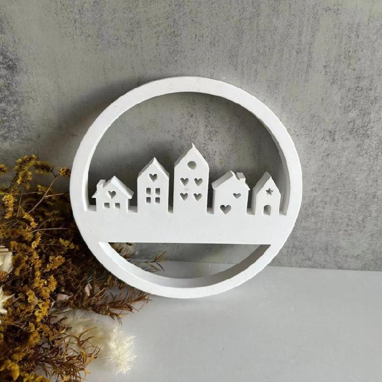 Personalized House Crafts Mold Detailed Circle House Sculptures Crafting Moulds