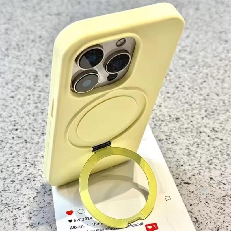 Роскошный чехол из жидкого силикона с подставкой-кольцом и поддержкой Magsafe для iPhone 17 Air 16 15 14 13 12 11 Pro Max Plus, магнитный матовый мягкий чехол