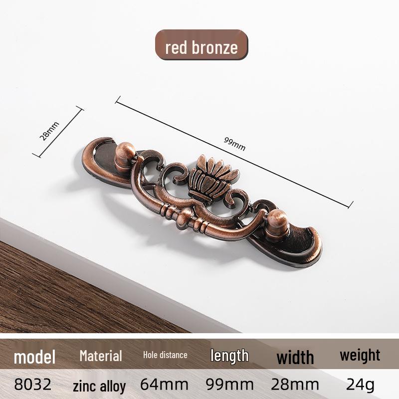 Античная сине-красная бронзовая европейская классическая кухонная мебельная ручка-кольцо