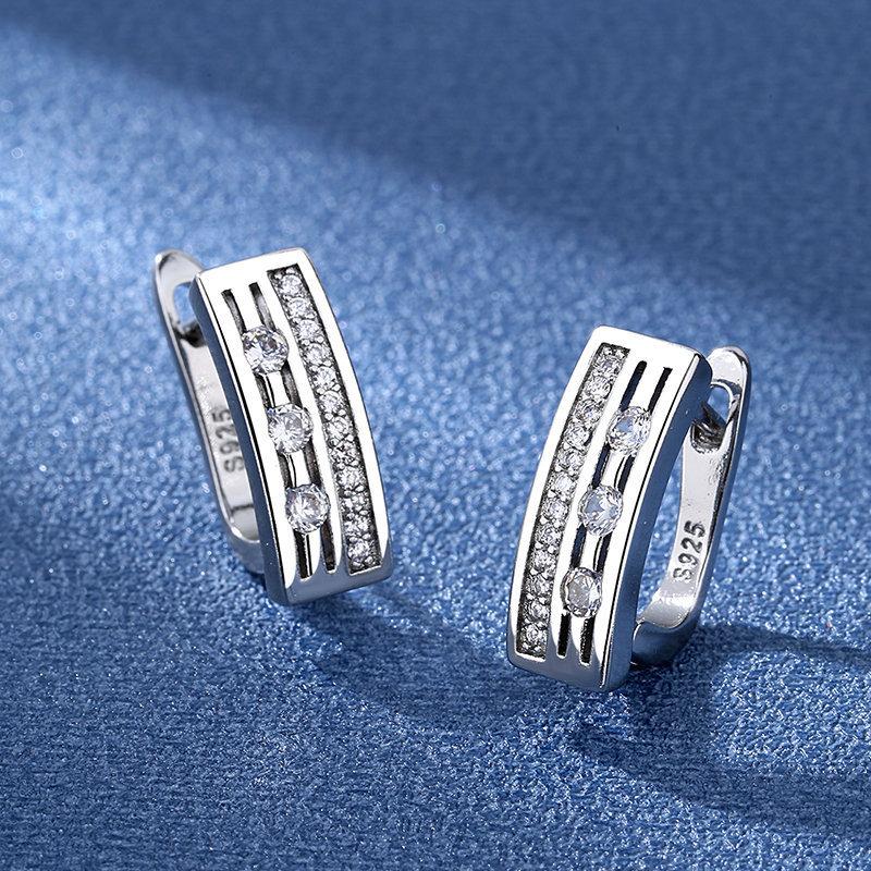 925 Sterling Silver Earrings for Women Round Zircon Earrings Sparkling Party Wedding Jewelry Gift Accessories