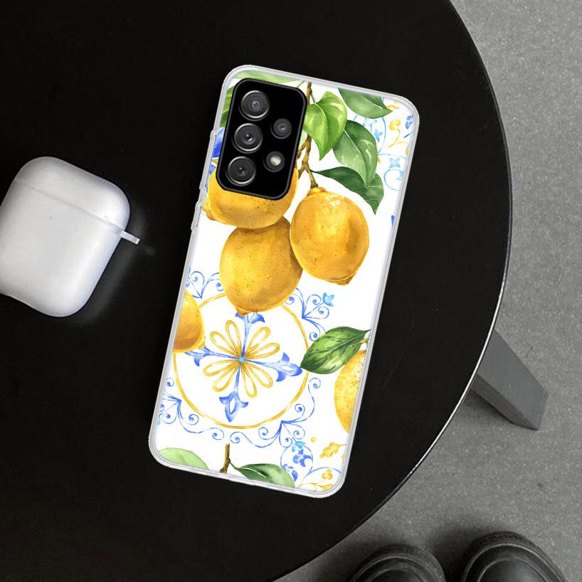 Summer Fruits Lemon Phone Case Cover for Samsung Galaxy A12 A22 A32 A52 A72 A02S A51 A50S A31 A20S A10S Note 20 Ultra 10 Plus Ga