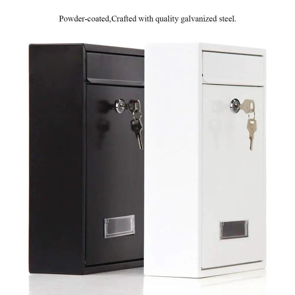 Iron Wall Mounted Mailbox Safe Locking Large Mail Drop Box Metal Email Suggestion Box Garden