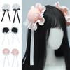 Women Buns Dancer Hair Clip Round Bun Hairstyle Laciness Ribbon Girl Headwear