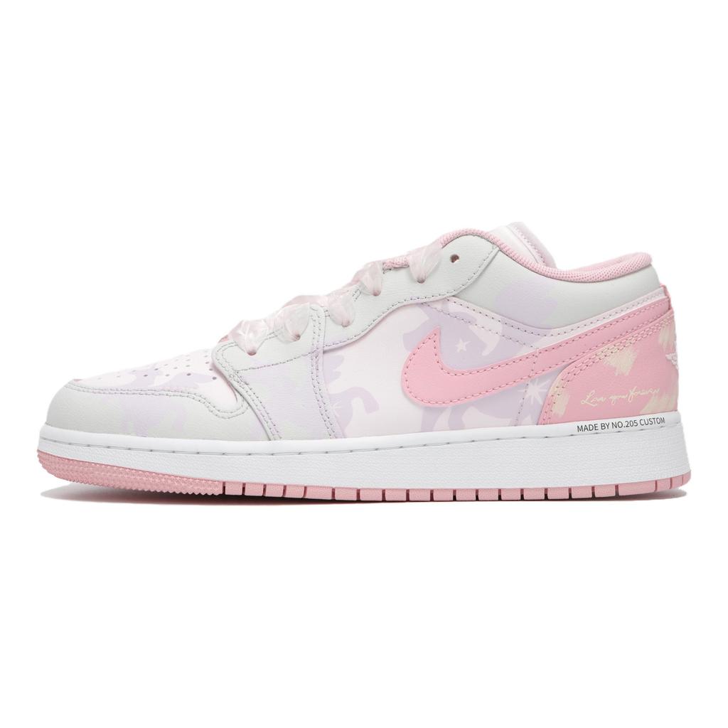 Jordan Женские низкие баскетбольные кроссовки Air Jordan 1, розово-фиолетовые, модель 553560-614(Team82-)