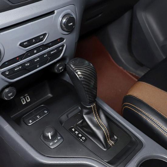 For Ford Ranger 2015-18 Carbon Fiber Look Central Console Gear Shift Knob Trim