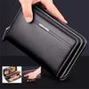 Business Men's Wallet Long PU Leather Mobile Clutch Bag Wallet Handbag Top Zipper Wallet AVE
