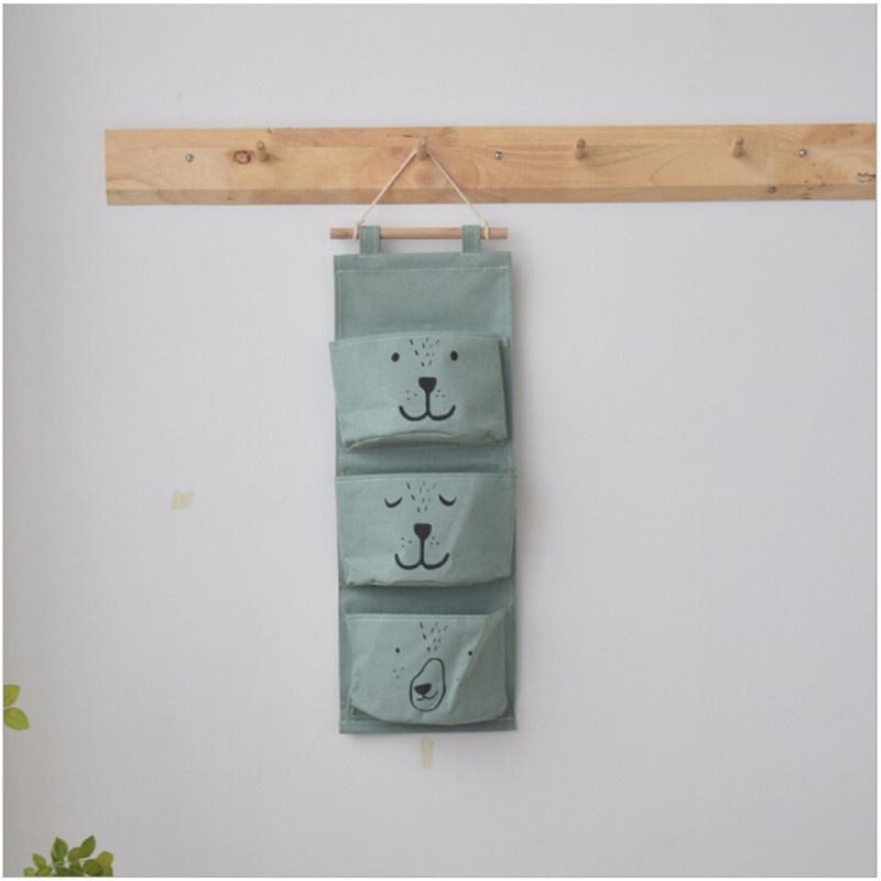 Настенный органайзер для хранения, льняной шкаф, детский карман для игрушек, книг, косметики, мелочей KTY