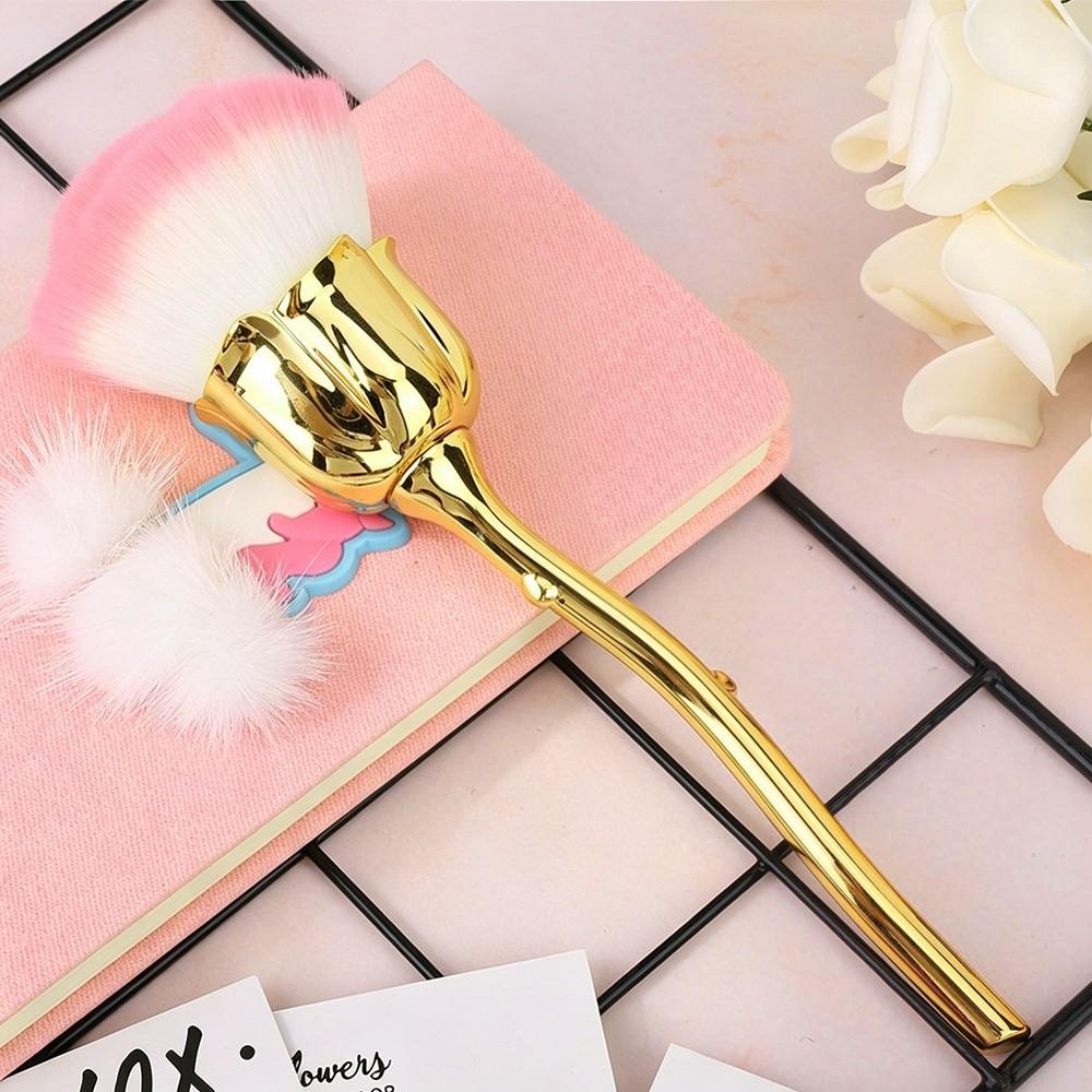 Long Handle Nail Dust Brush Rose Shape Design Nail Powder Brush Nail Art Brush For Acrylic Nails