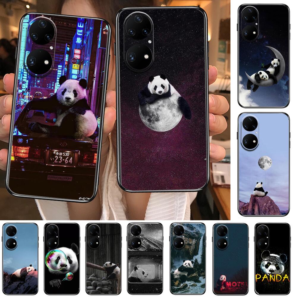 Супер милый чехол для телефона с пандой для Huawei p50 P40 p30 P20 10 9 8 Lite E Pro Plus, черный чехол Etui с рисунком Hoesjes comic fas