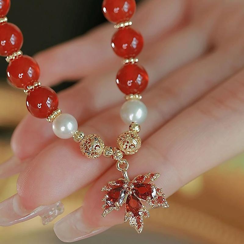 Браслет из бисера в китайском стиле для женщин и девочек, легкий, роскошный, с подвеской в виде кленовых листьев, браслет, ювелирные изделия, аксессуары, подарок