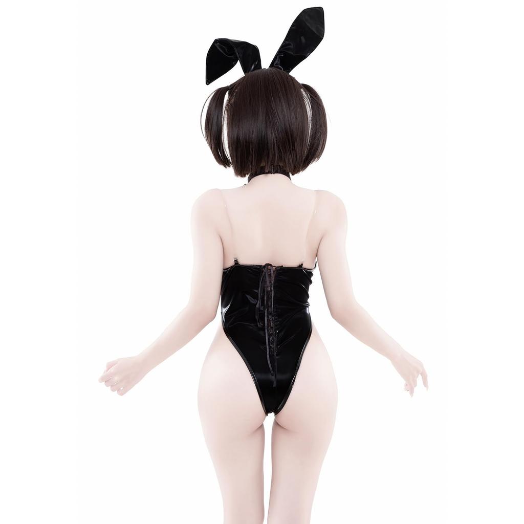 Девушка-кролик, косплей, сексуальный, искусственная кожа, тренировочный, соблазнительный, экстремальный, кролик, костюм кролика, трико, маскировка, высокие ноги, смелое нижнее белье, кроличьи уши, черный, один размер