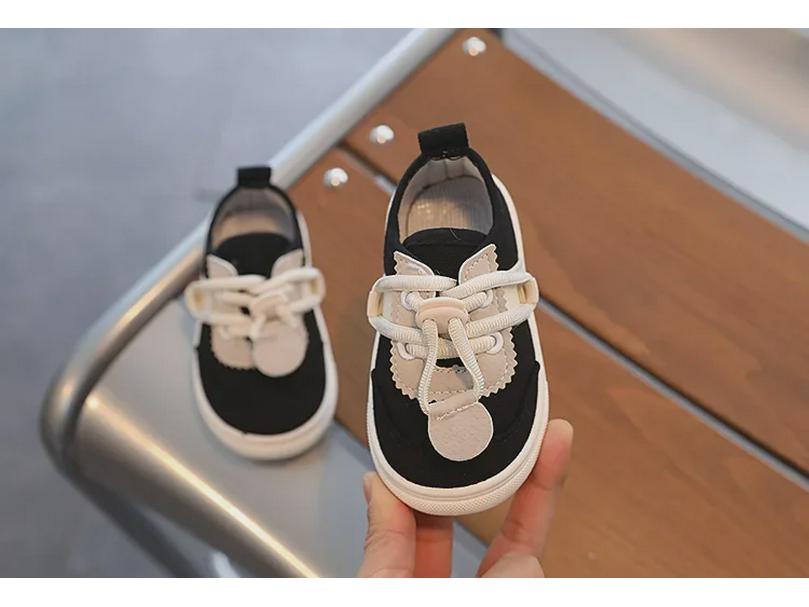 Твердые холщовые туфли без застежек на мягкой подошве для малышей