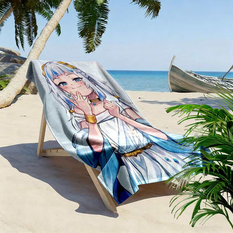 Gawr Gura 2D Flat Print Beach Towel, Large Soft Quick Dry Towel for Beach Camping SwimmingDSTJ0925484