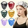 Ladies' Spring And Summer Floral Satin Fabric Headbands Hair Accessories Elastic Bands High-End Triangular Headbands Hair Accessories
