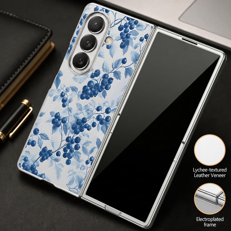 Ретро Чехол с акварельным цветочным принтом для Samsung Z Fold 8 Ultra 7 6 5 Роскошная Позолоченная Кожаная Накладка Жесткая Защитная Крышка Телефона для Galaxy Z Fold8 Fold7 Fold6
