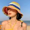 1шт пляжный солнцезащитный соломенный головной убор солнцезащитная кепка защита от солнца панама с большими полями ручная работа крючком шляпа рыбака цвета радуги