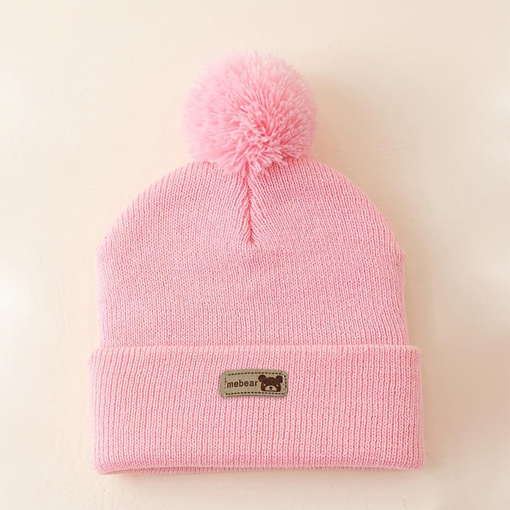 Xiaomi 1pc Soft Fur Round-Face Little Bear Cute Autumn-Winter Outdoor Knitted Brimless Hat Suitable for 0-3-Year-Old Babies