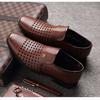 Summer Men's Hollow Leather Shoes Casual Soft Bottom Breathable Sandals Business Leather Shoes Dad Shoes