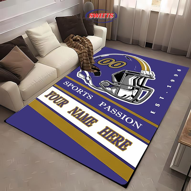 1 шт. Ковер на заказ для спальни, Персонализированные ковры с вашим именем и номером, Ковер с футбольным дизайном на заказ, Подарки для мужчин, фанатов, женщин, детей