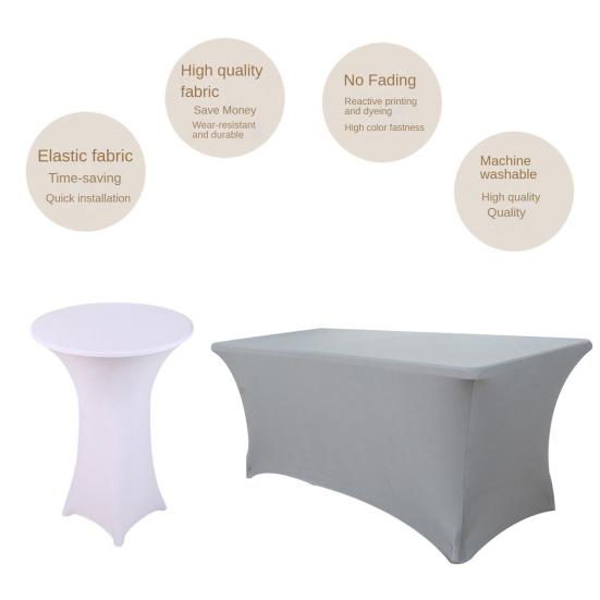 Эластичная скатерть для стола, прямоугольная, однотонная, полиэстеровая ткань, устойчивая к морщинам, моющаяся, для банкета, вечеринки в помещении и на открытом воздухе