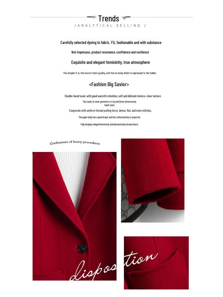 Women's Double-Faced Wool Blazer – Winter Slimming Essential Coat for a Versatile and Casual Workplace Look